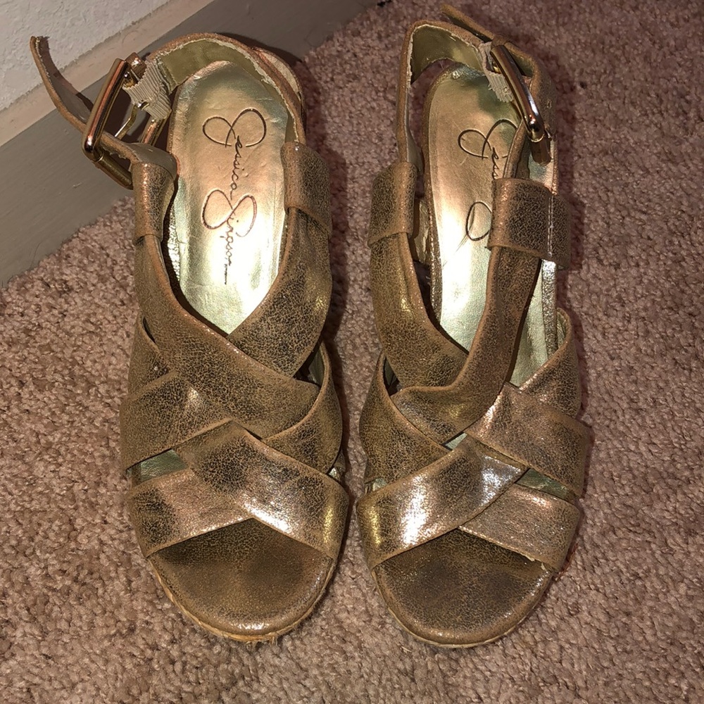 Jessica Simpson Gold Wedge Heel